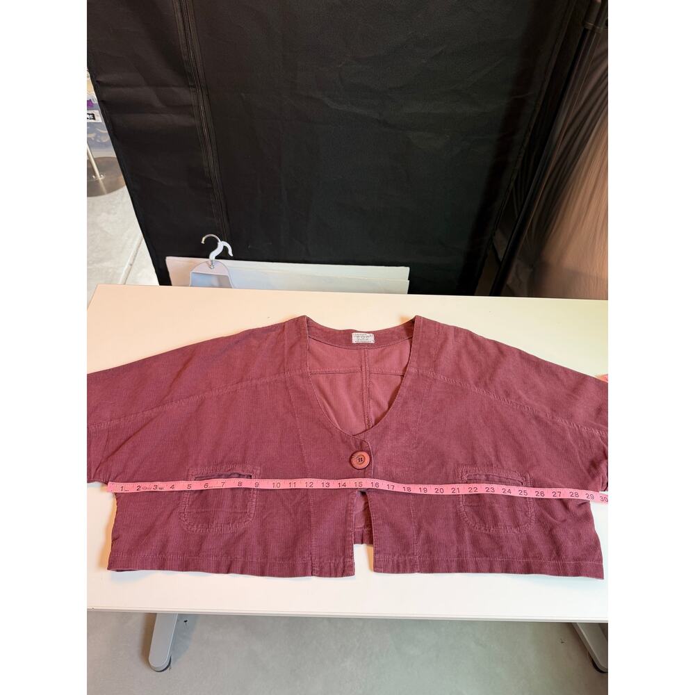 Completo Collection Women’s Corduroy Oversized Cropped Jacket OS Burgundy Artsy - Picture 8 of 11